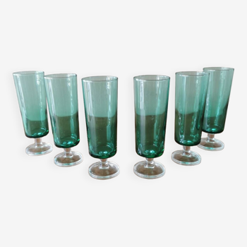 Vintage green champagne flutes