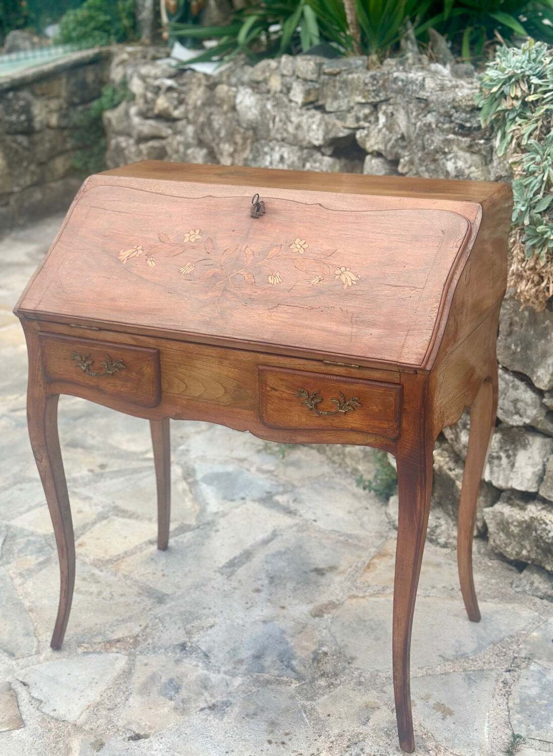 Louis XV style solid wood sloping desk.