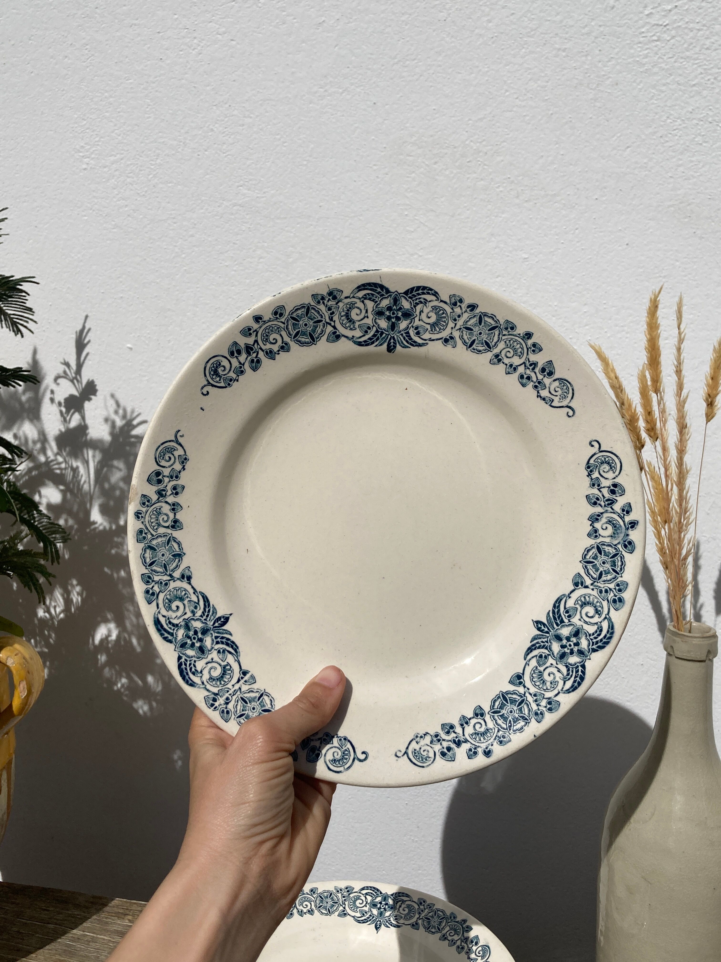 Set of 8 flat plates iron earth model Longchamp Alésia