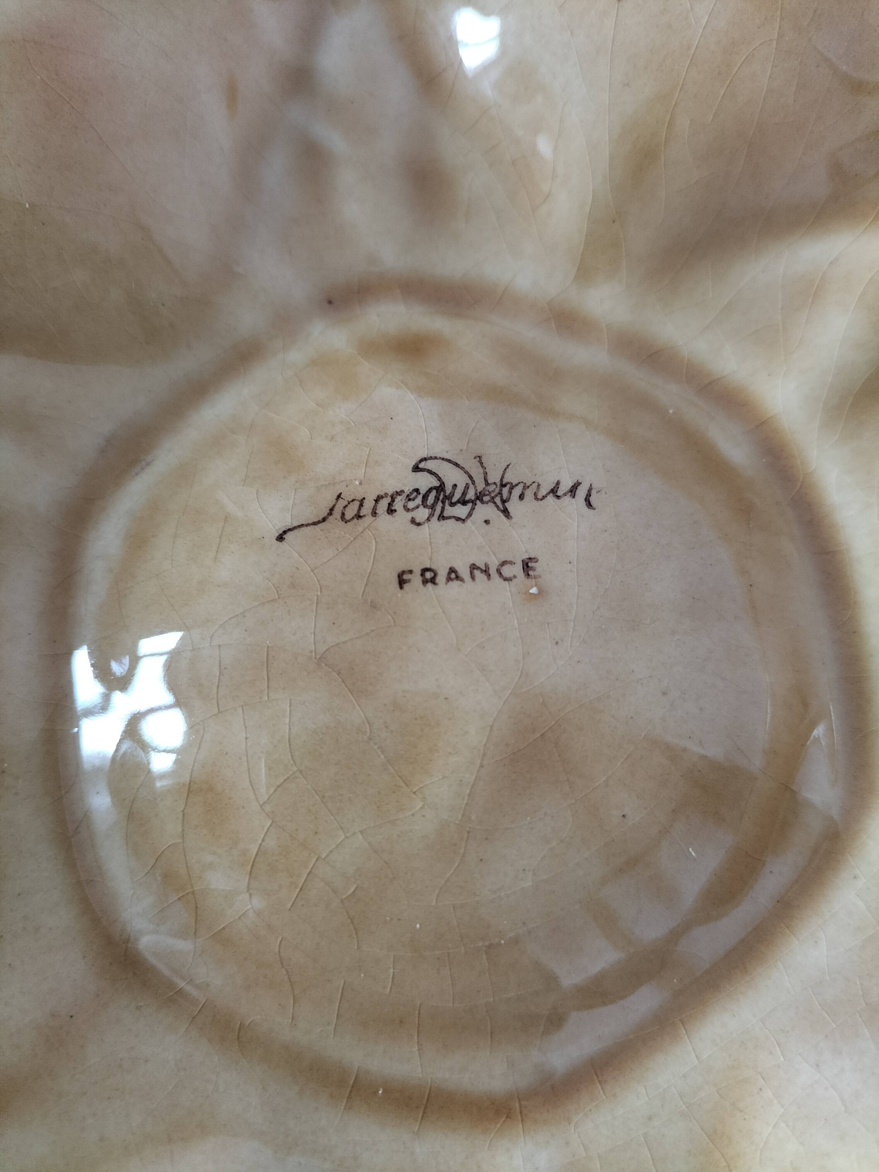 5 Sarreguemines caramel shell plates, 1950s