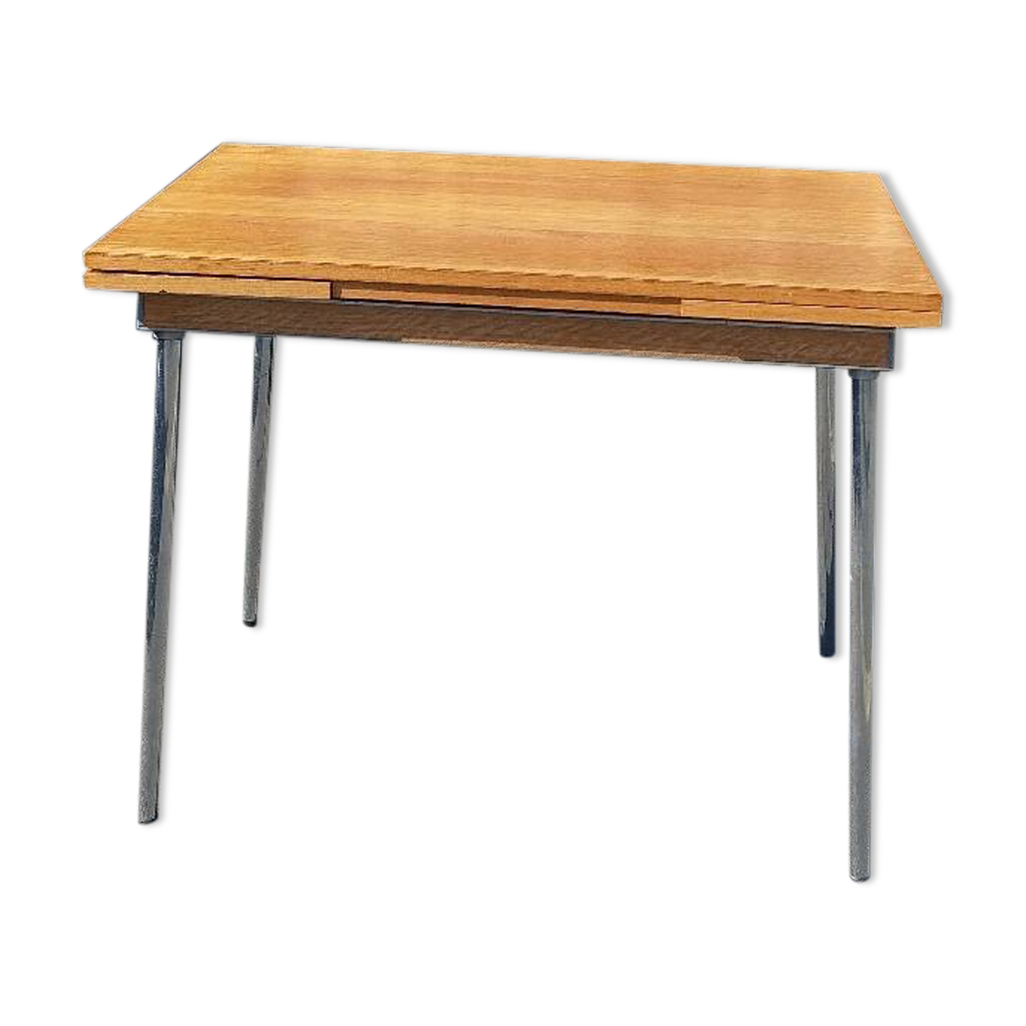 70' wood and chrome kitchen table