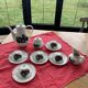 Coffee service keraluX boch Freres Belgium peasant scenes art deco