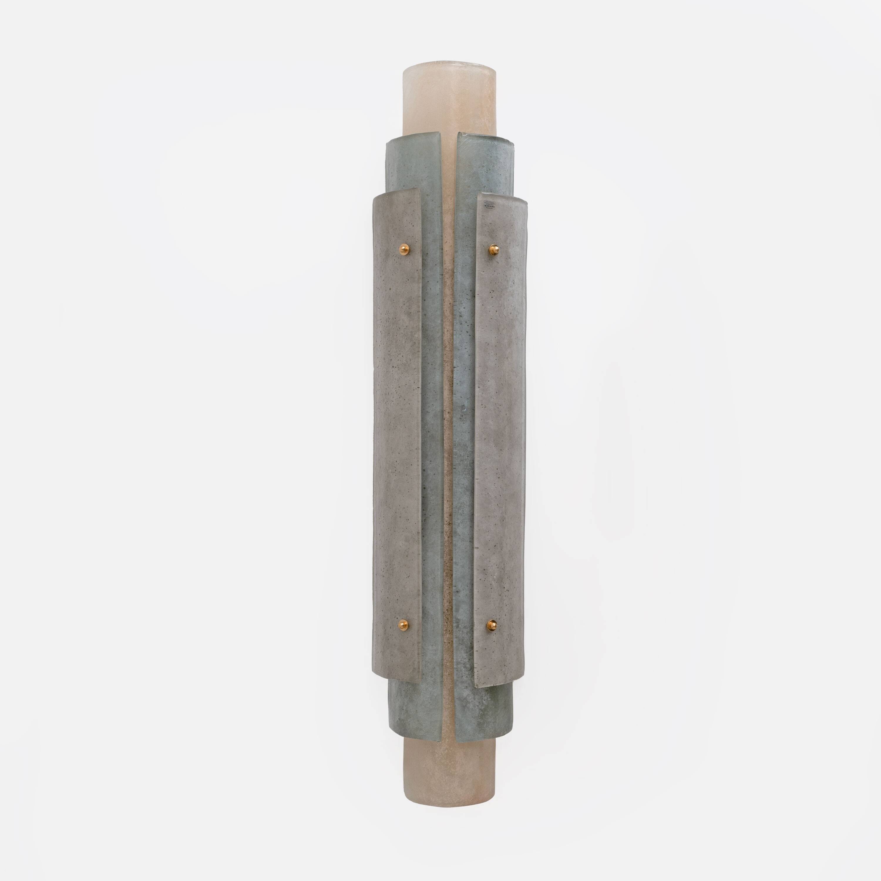 Pair of Murano Scavo Glass Wall Lamps with Brass Details