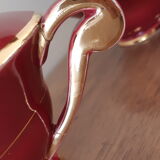 Tasses à thé, café et sucrier en porcelaine rouge et or