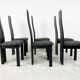 Set of 6 black wooden high back dining chairs - 1980s