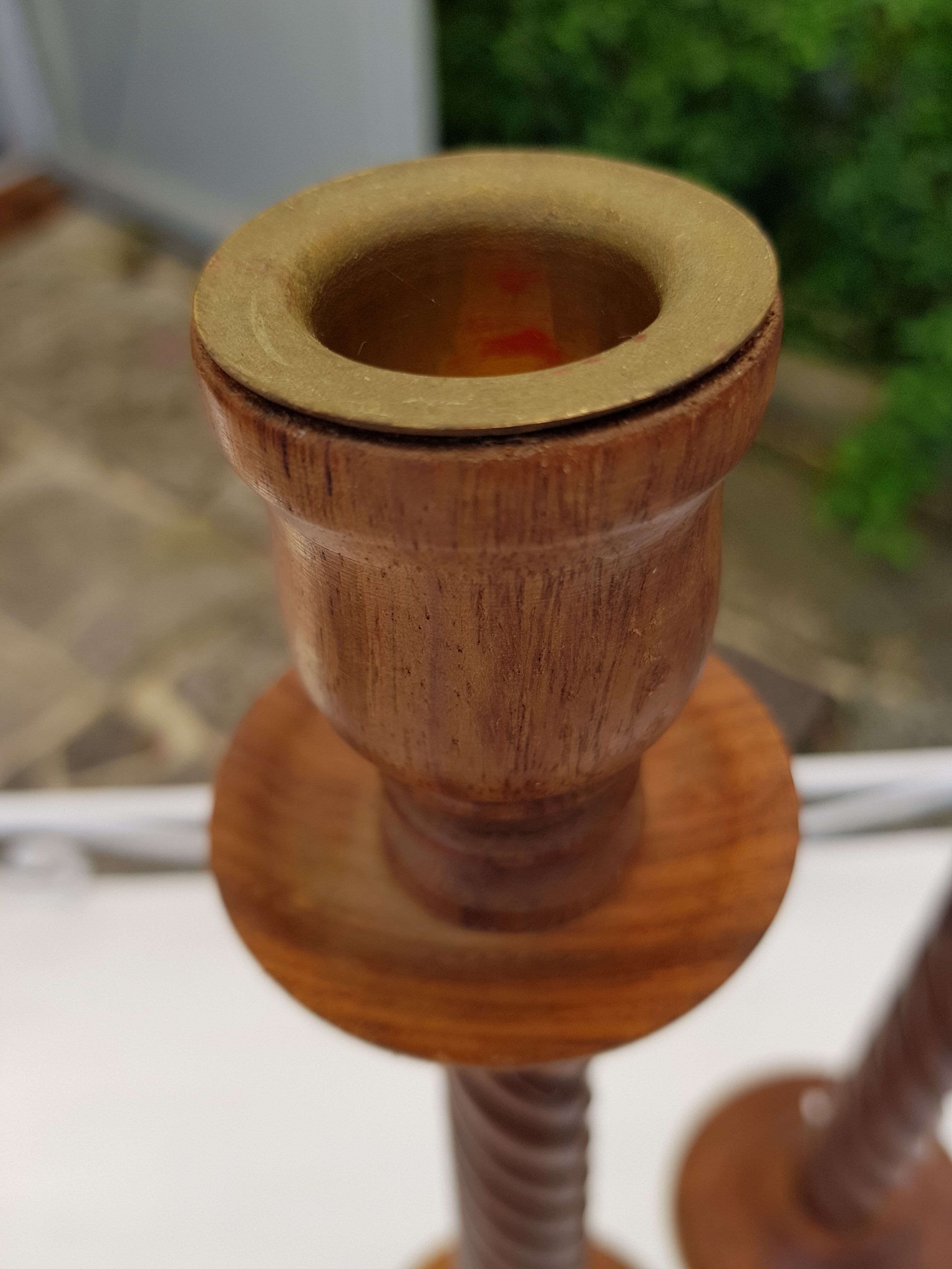 Duo de bougeoirs en bois