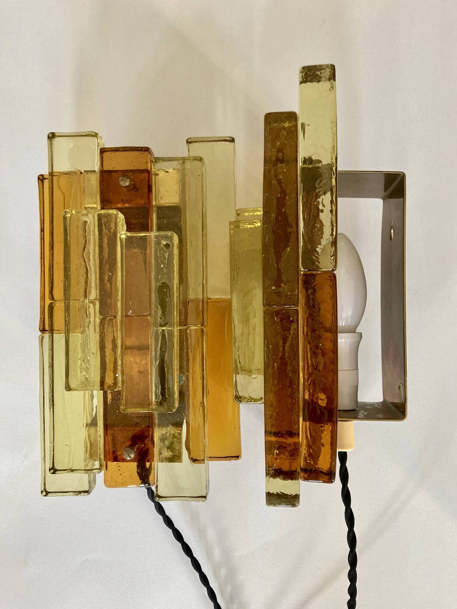 Pair of pressed glass sconces by Svend Aage Holm Sorensen (Denmark 1960)