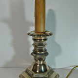 Candle holder pique candle candle old 19 century bronze silver mounted foot lamp