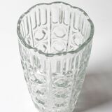 Vase à fleurs vintage en verre massif transparent, pressé à la main / Fidenza / Italie