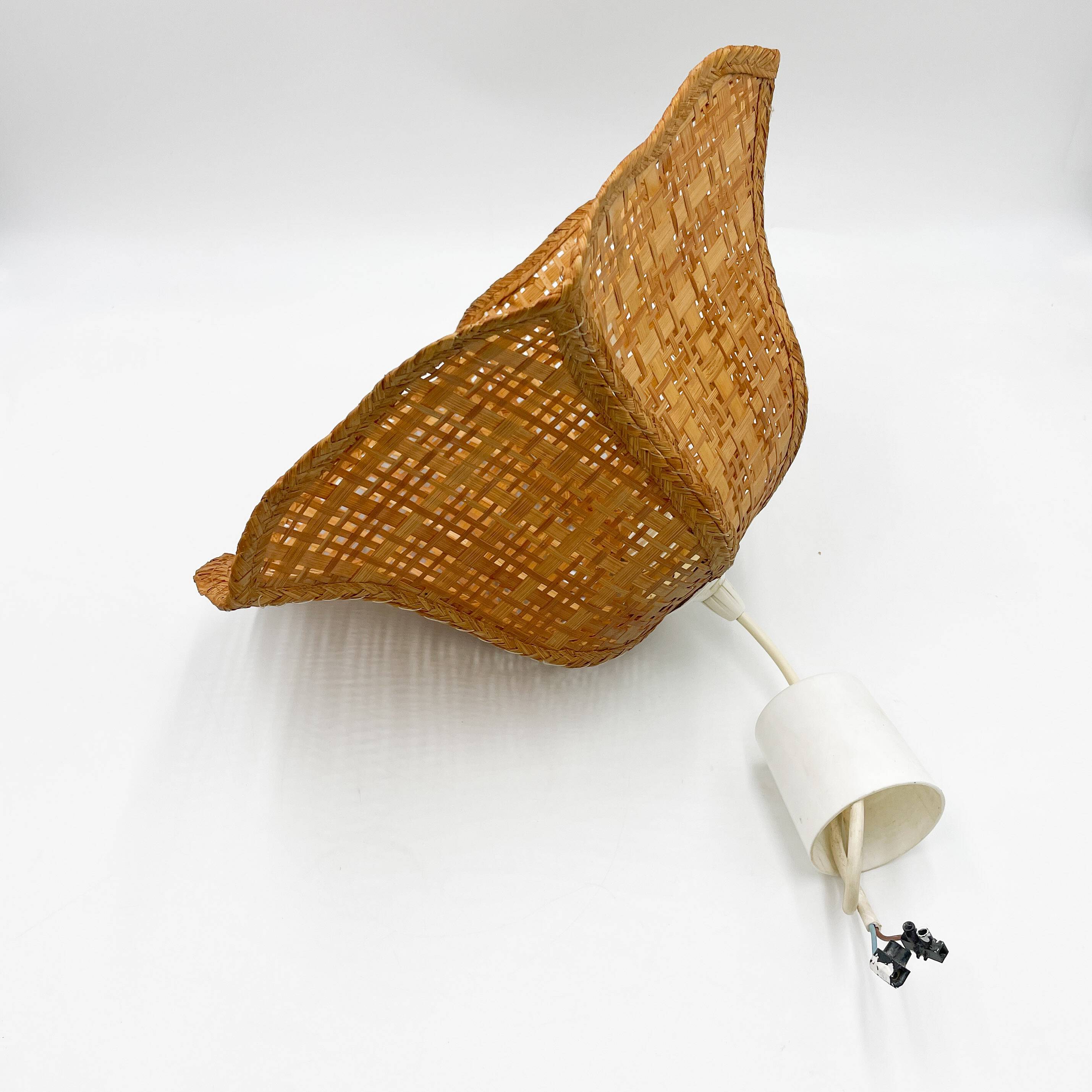 80s wicker bell pendant light