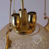 Doria Leuchten frosted glass and brass pendant light, 1970s