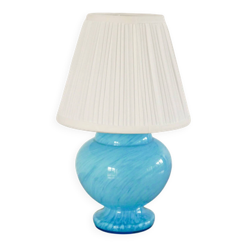Clichy glass table lamp, sky blue, 1950