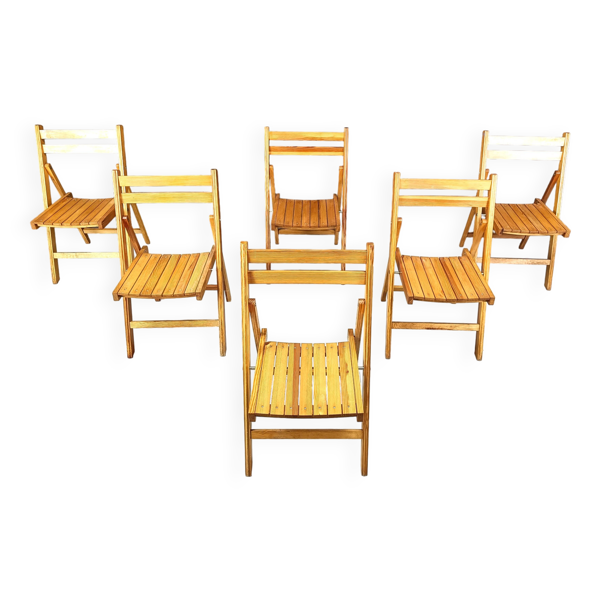 Mid century wooden folding chairs, 1950s - set of 6
