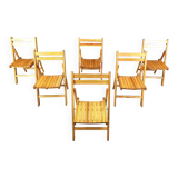 Chaises pliantes en bois du milieu du siècle, années 1950 - lot de 6
