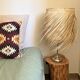 Palm leaf lampshade and iron frame