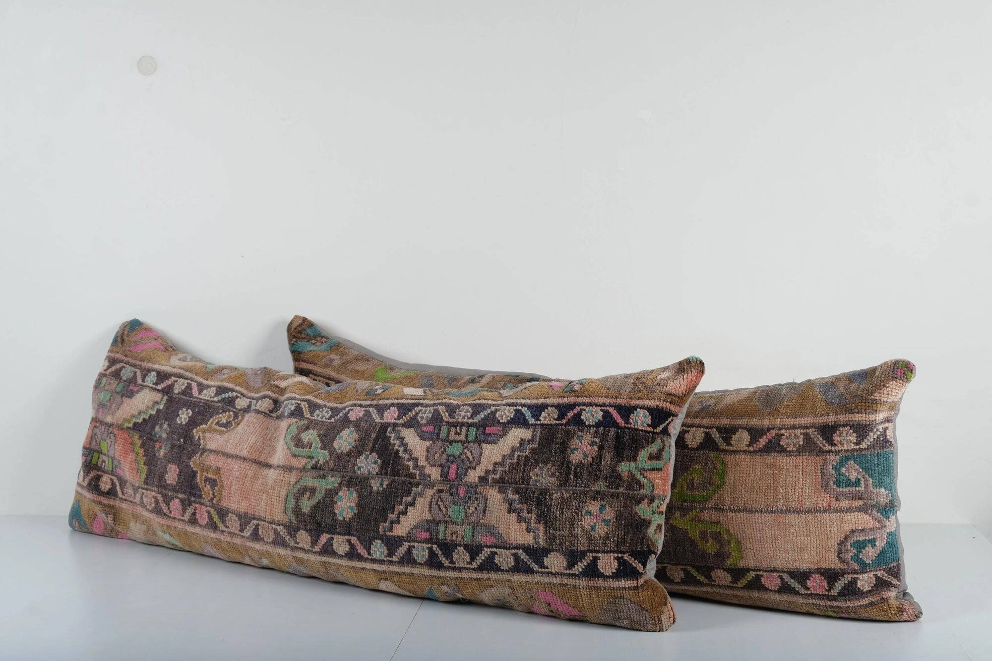 Set of 2 vintage Turkish cushion covers 38x114 cm