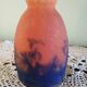 Tulip for chandelier or lamp - Orange blue purple marbled glass - Art Deco