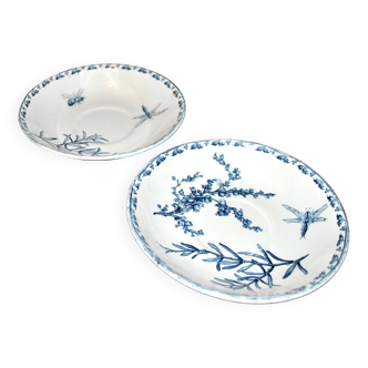 Set of 2 carmen plates, sarreguemines earthenware, saucers for cups d16.5