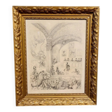 Old pencil drawing, richly detailed