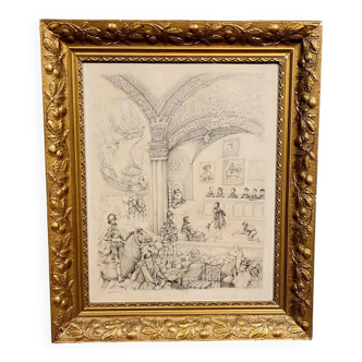 Old pencil drawing, richly detailed