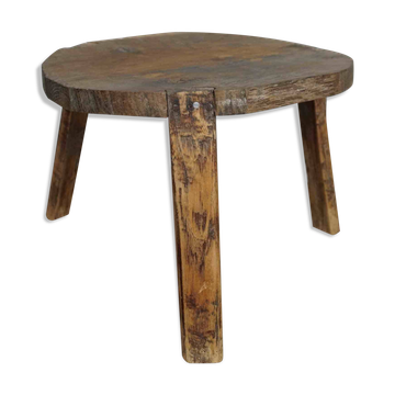 Vintage solid wood tripod stool