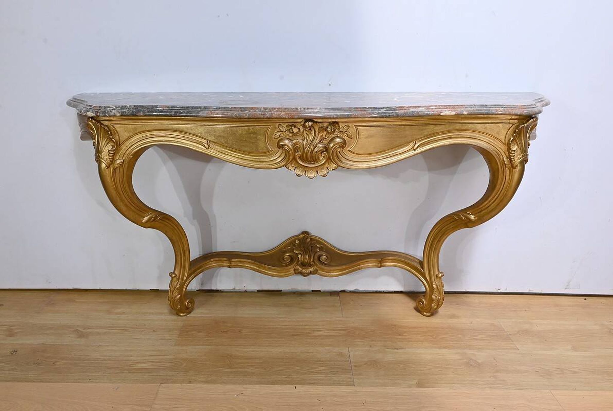 Important Wall Console in Gilded Wood, Louis XV style – Early 20th century