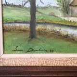Tableau ancien, paysage de ferme signé Louis Dubois et daté 83