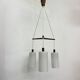 Mid-century design pendant lamp teak and opaline glass , 1970s