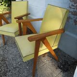 Pair of bridge armchairs with compass feet