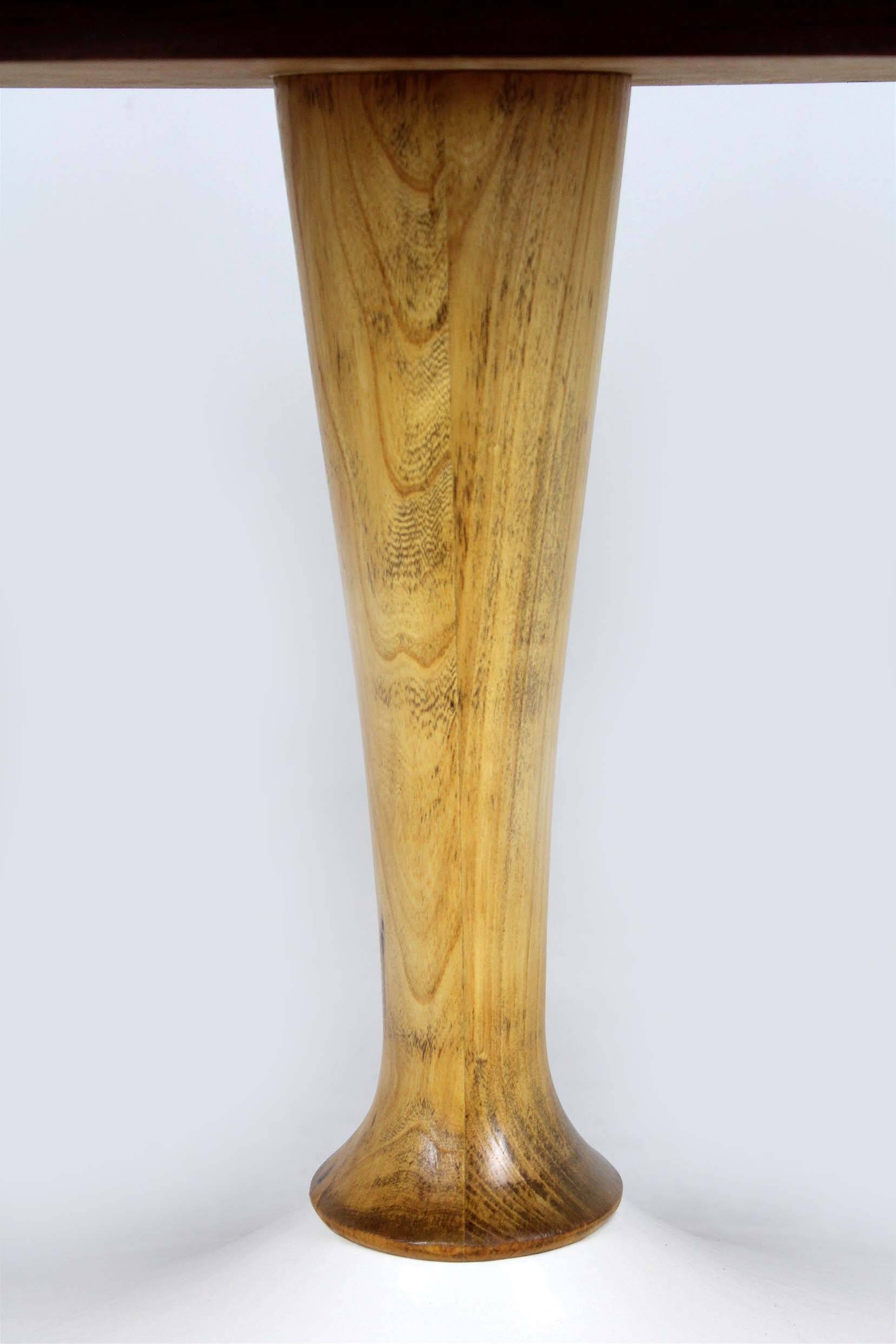 Tulip coffee table in walnut, mid-century modern style, restored by Dřevotvar, 1960s.