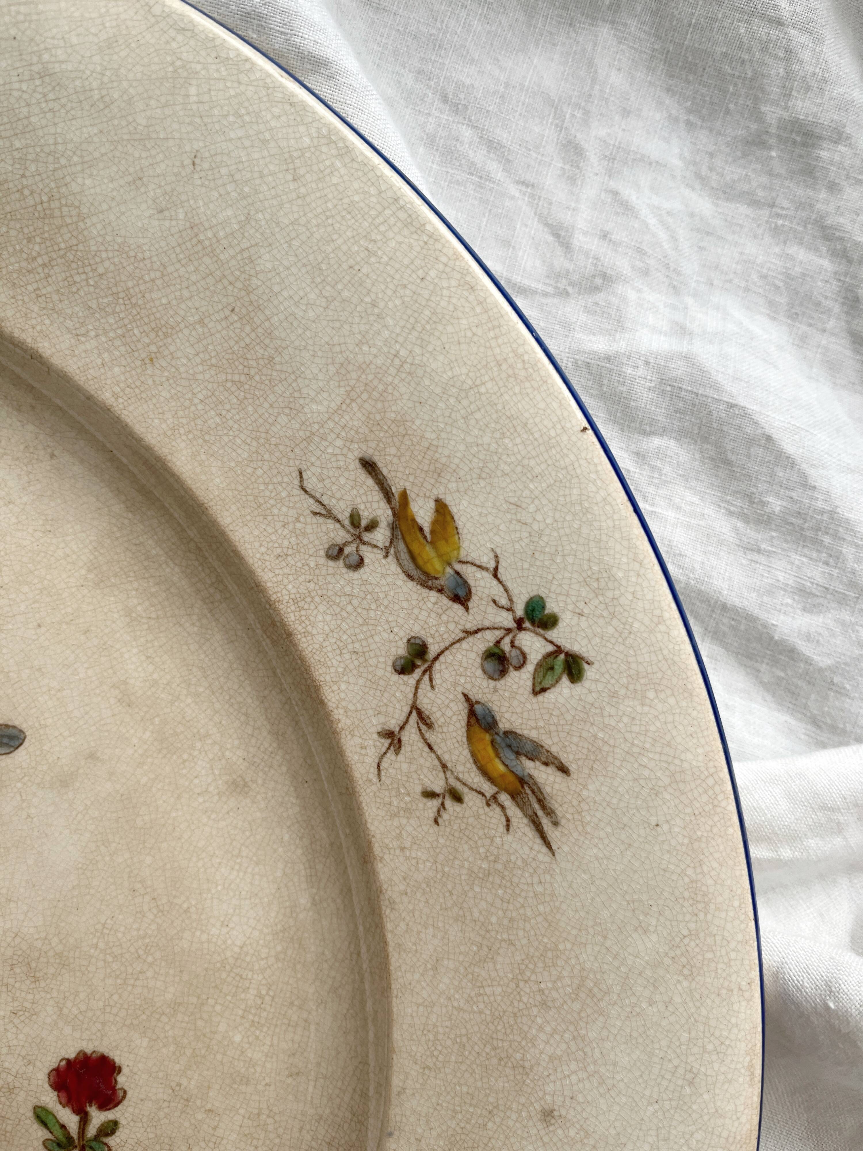 Plat rond polychrome "Nella" Jules Vieillard Bordeaux