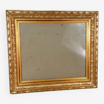 Old frame gilded stucco wood gold leaf 55x48 foliage 42x36 cm +glass 1SB