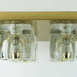 mid century peill & putzler brass CEILING LIGHT with 4 glass cubes 1960s/70