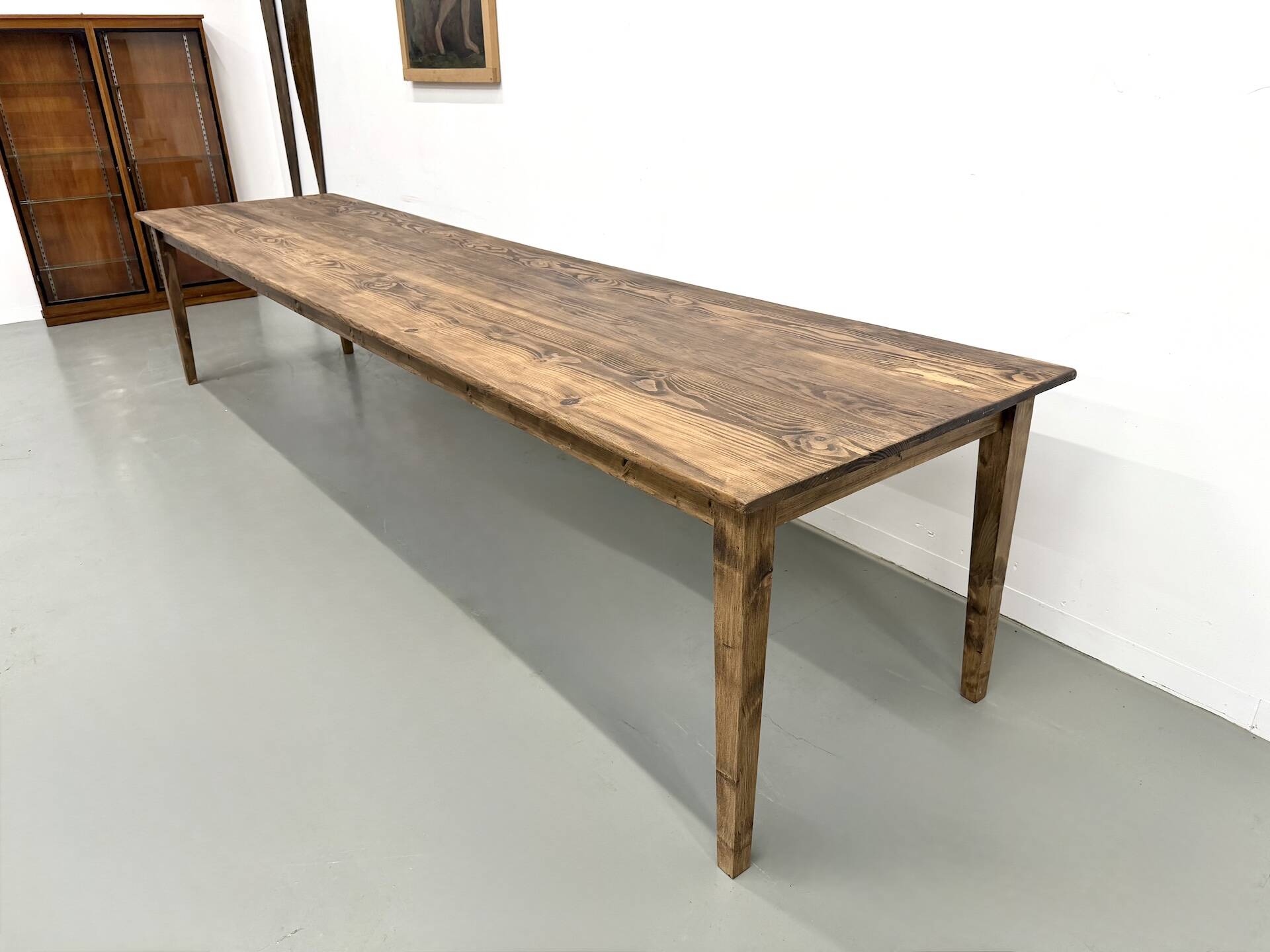 Large XXL Farm Table in Pine – Tapered Legs – L367 cm