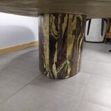 Ancient Oval Marble Coffee Table in Black Granite White Oval