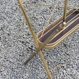 Vintage magazine rack from the 60s in neo-classical style in gold metal and mahogany