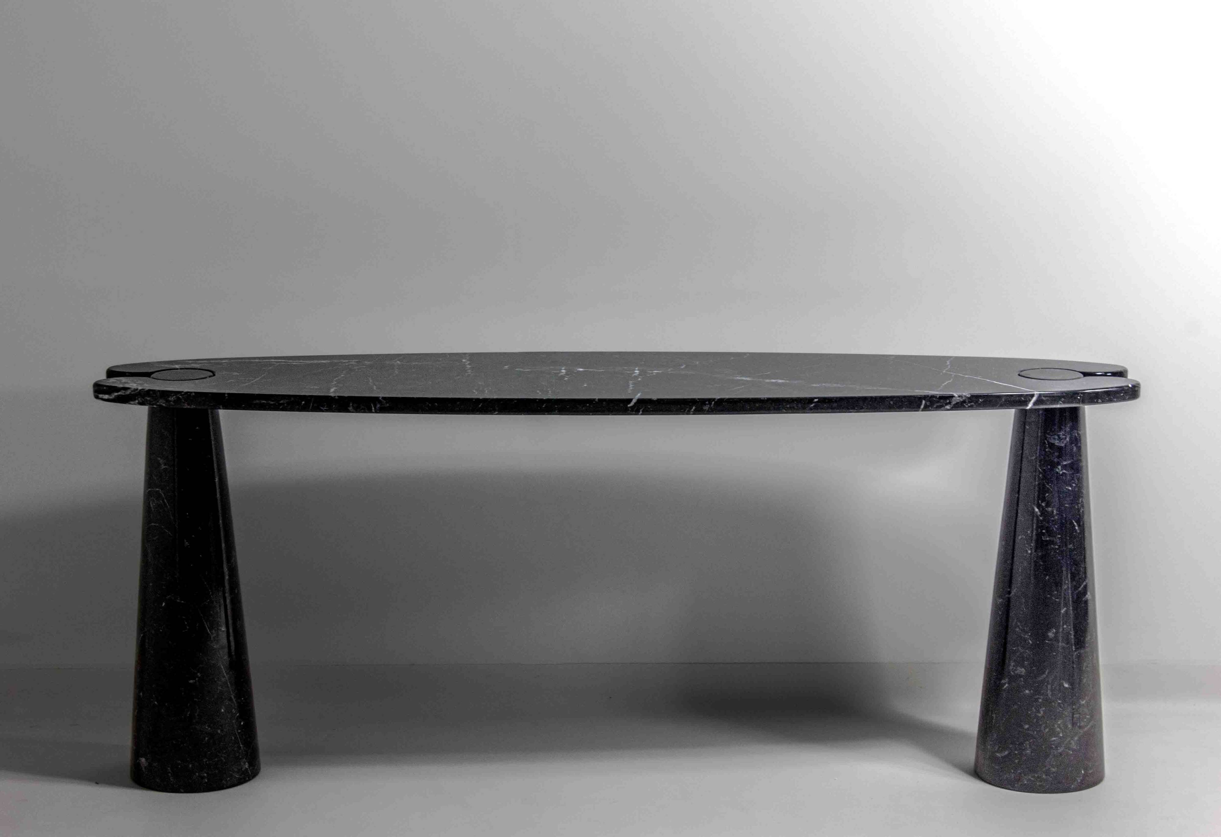 'Eros' console table in black marquina marble by Angelo Mangiarotti