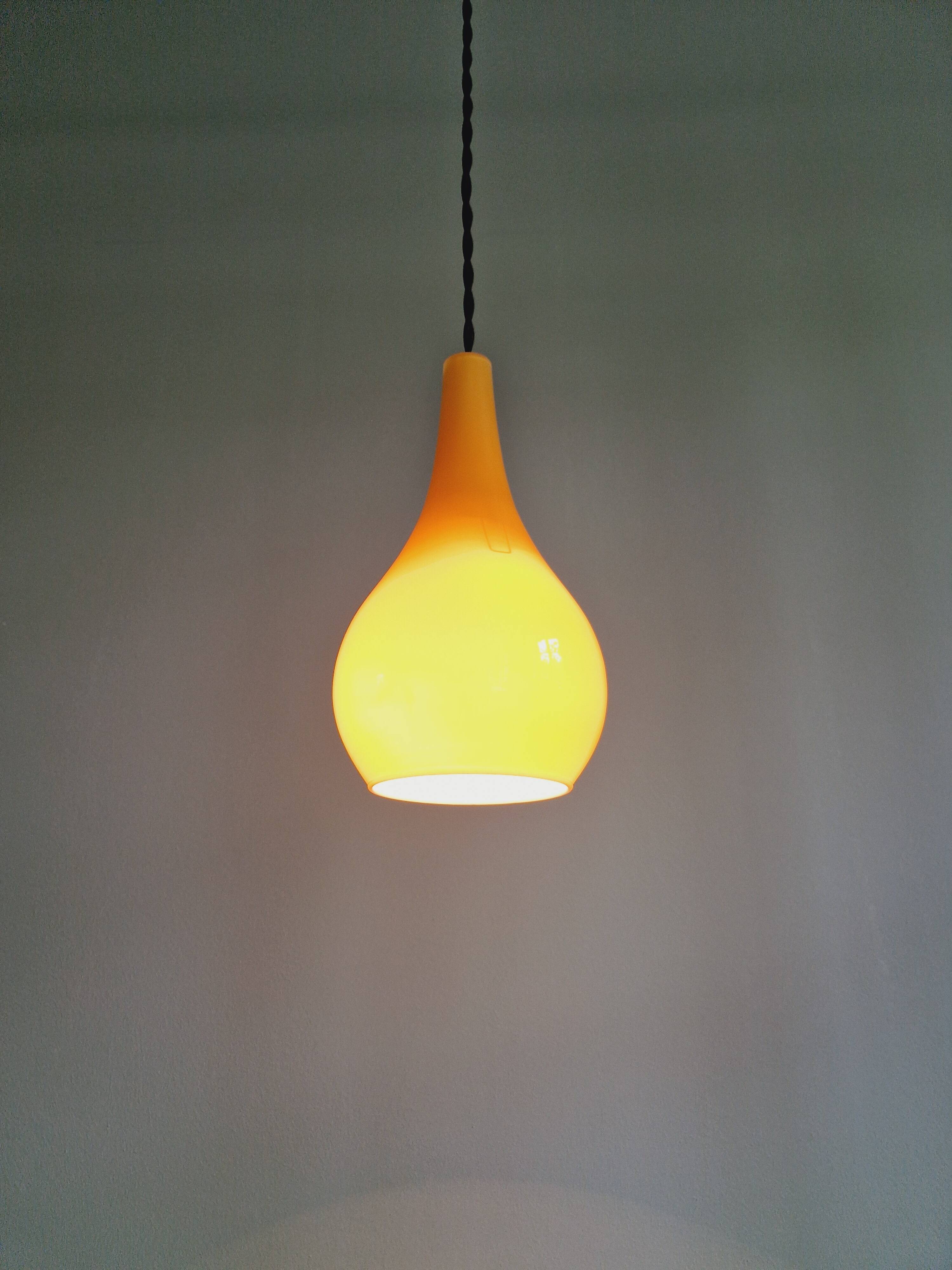 Scandinavian pendant light in honey-colored opaline glass, 1960s