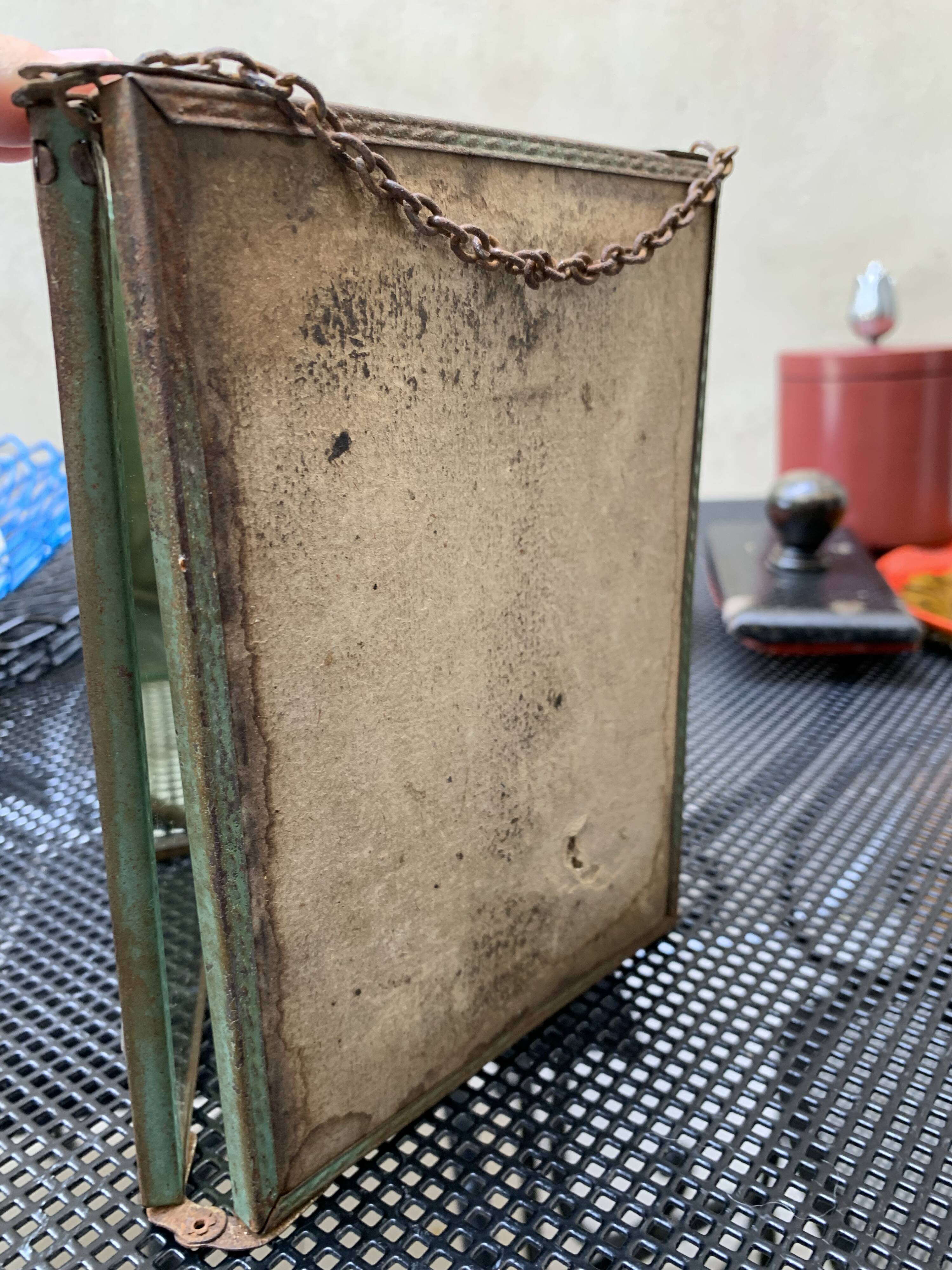 Barber mirror with painted decoration