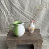 Mini vase with stylised flowers in green and yellow roses, H15.5.