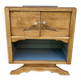 Table de chevet, meuble d’appoint style Art Déco bois et gris