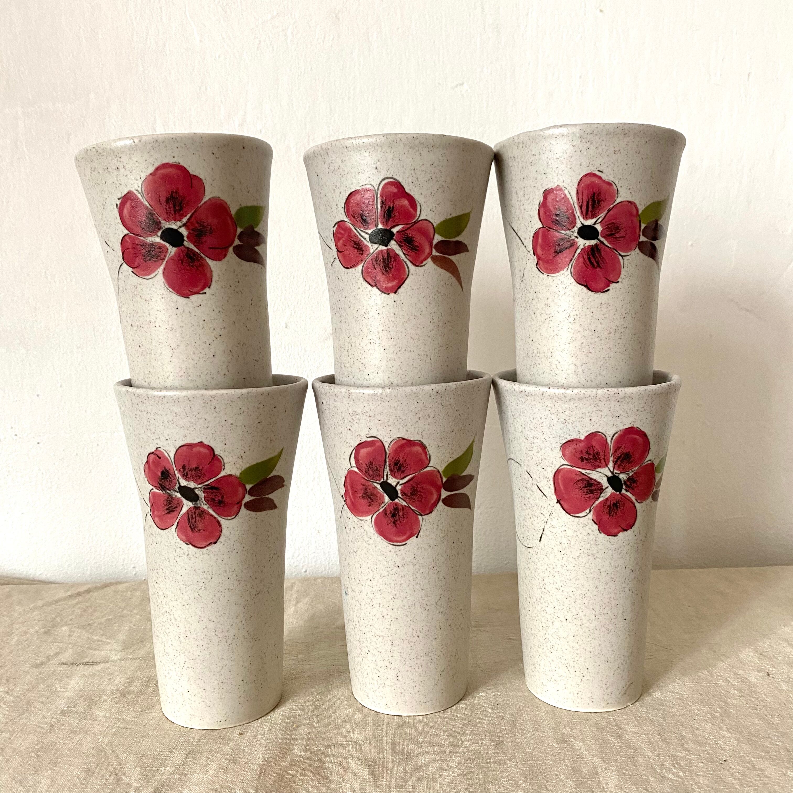 Glasses in vintage floral stoneware