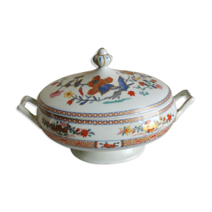Soupière ovale en porcelaine de limoges bernardaud , modèle pondichéry