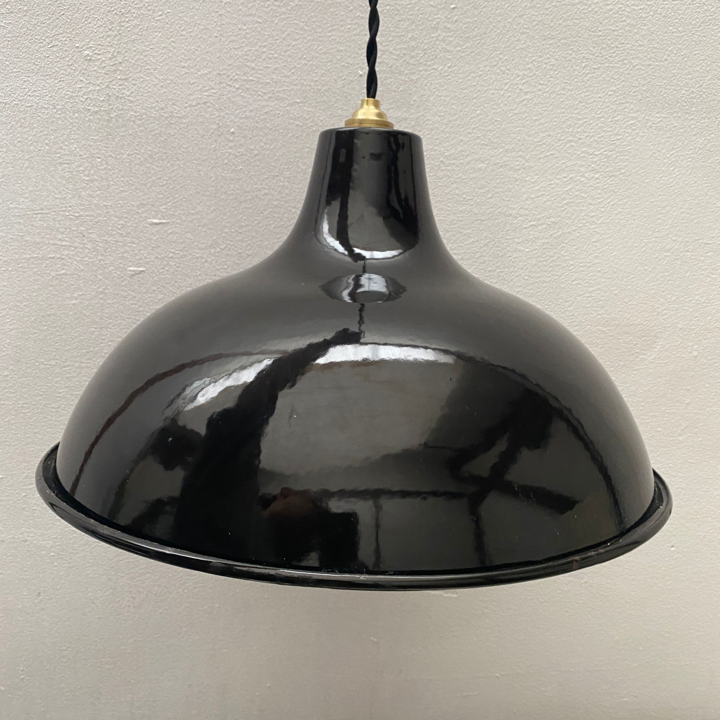Lot 2 antique industrial lampes hanging emaillee 36 cm