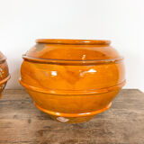 Set of 2 french glazed terracotta BIOT vases 19th century