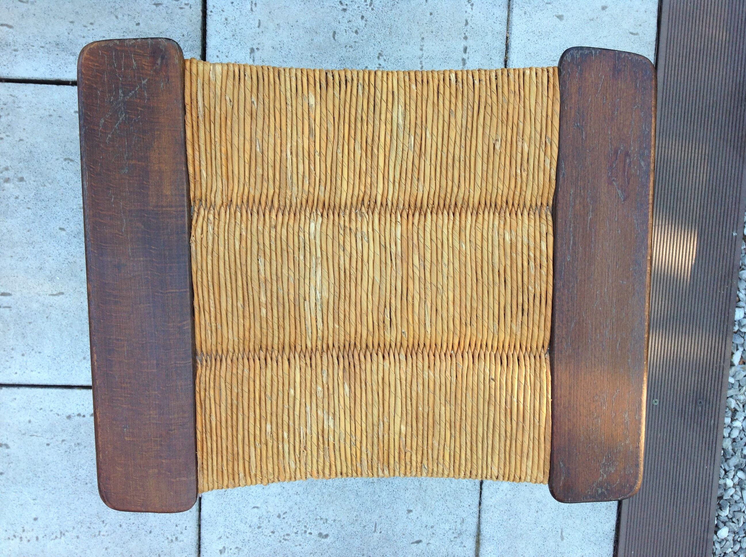 Tabouret  en bois paillé / vintage années 50-60