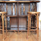 high cane and wood stool