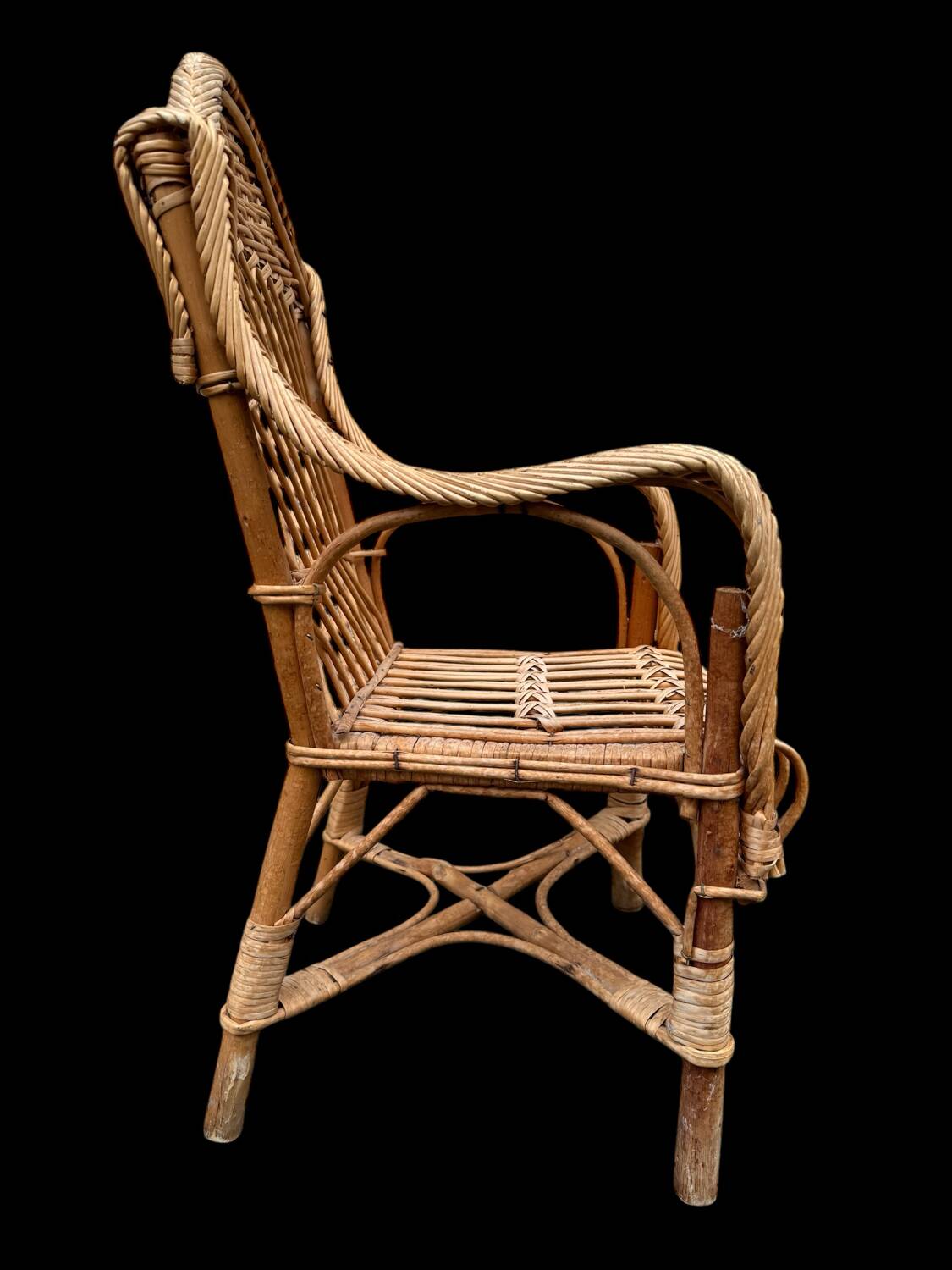 1950s Rattan Child's Armchair