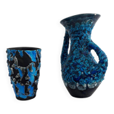 Set of 2 vintage artistic ceramics – Glazed vase and decorative jug