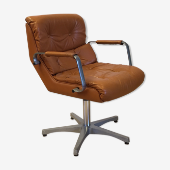 Cognac leather office armchair
